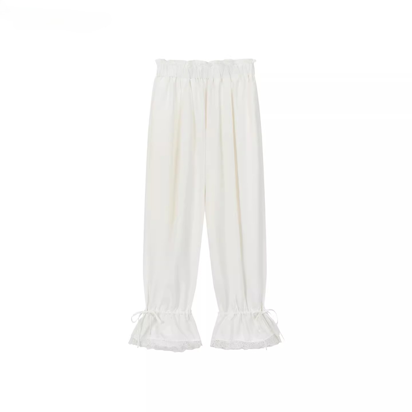 Lace-Trim Relaxed Straight-Leg Trousers