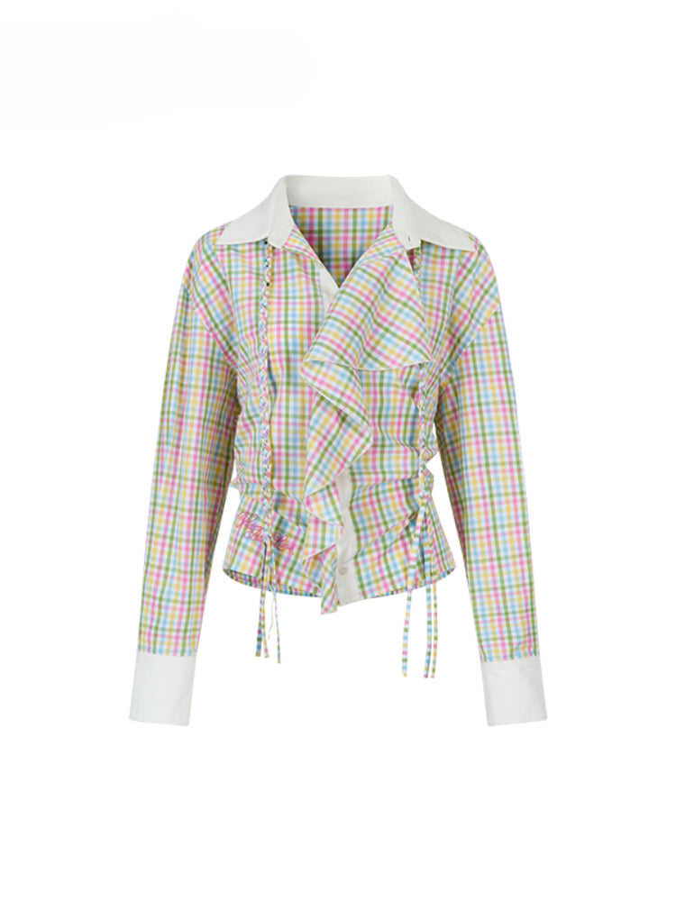 Waist-Cinched Layered Sunshade Short Shirt - CHINASQUAD