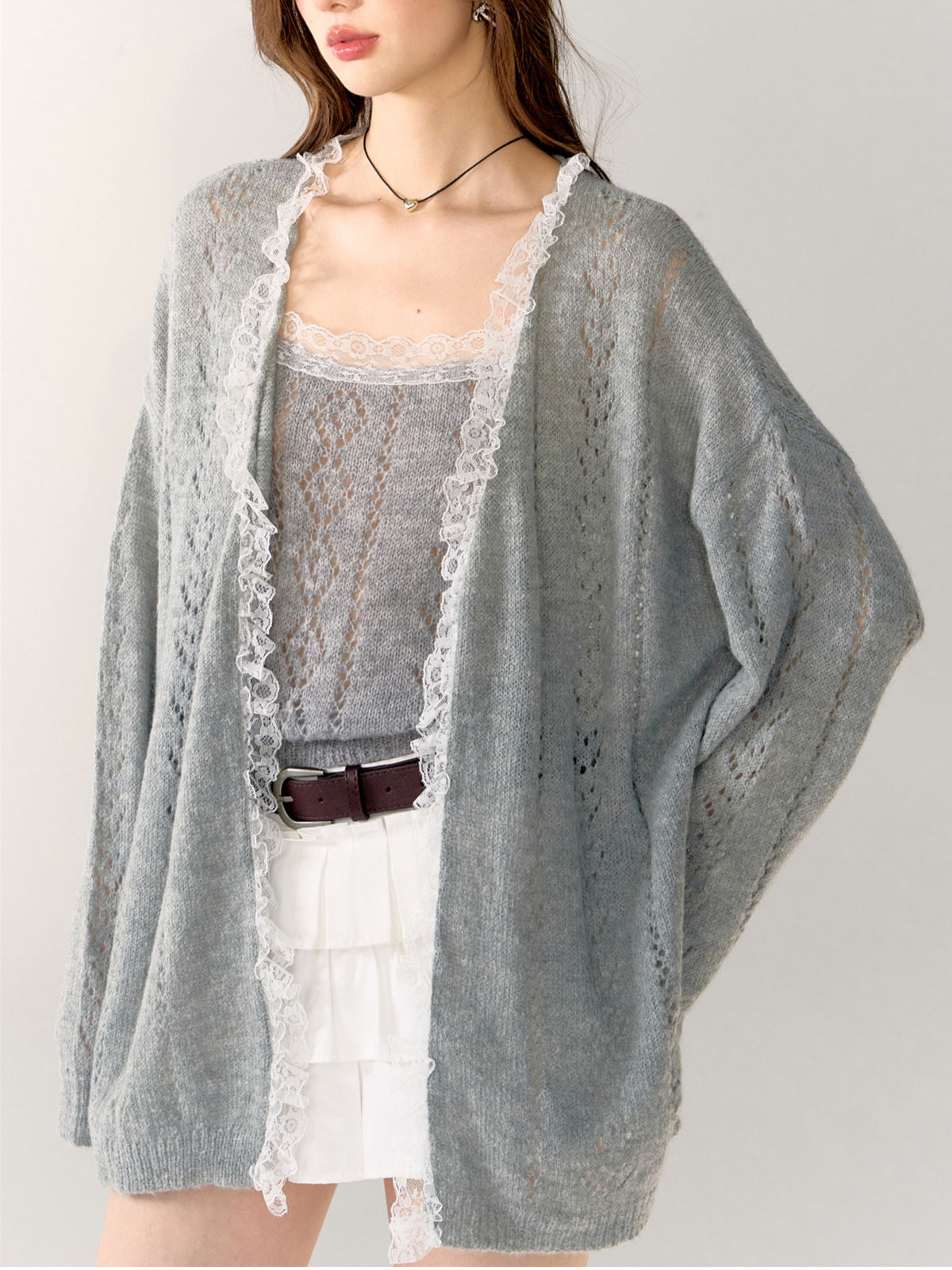 Gray & Purple Lace Trim Tank Top - CHINASQUAD