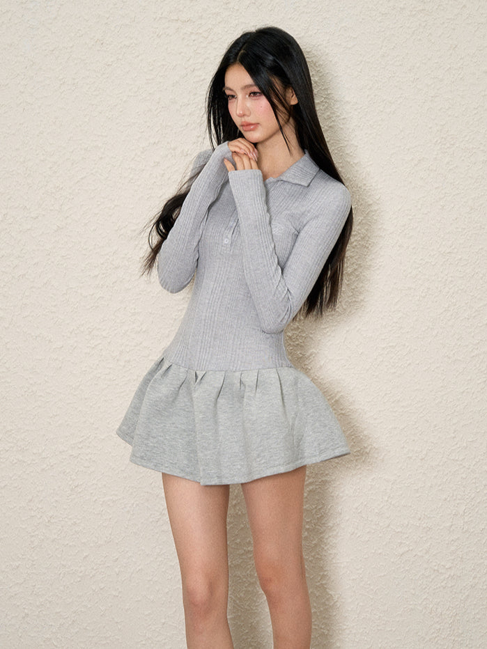 Ballet-Inspired Polo Collar Dress - CHINASQUAD