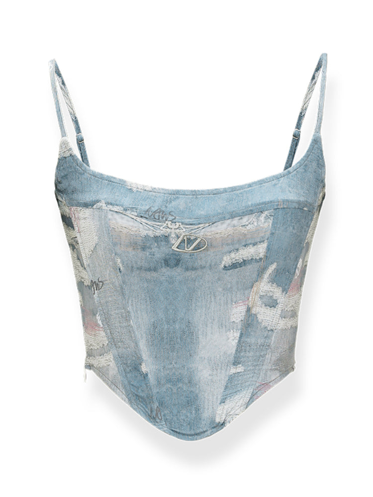 Short Bone Structure U-Neck Tank Top & Skirt Set - CHINASQUAD