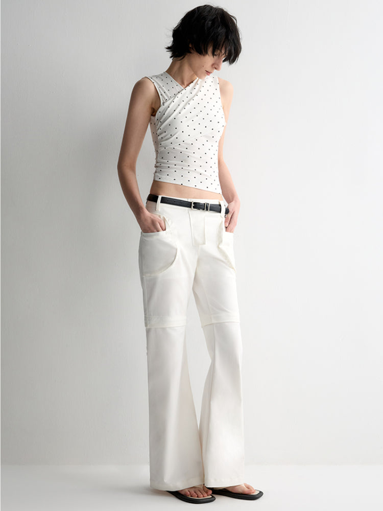 Two-Piece Polka-Dot Printed Sleeveless Vest - CHINASQUAD