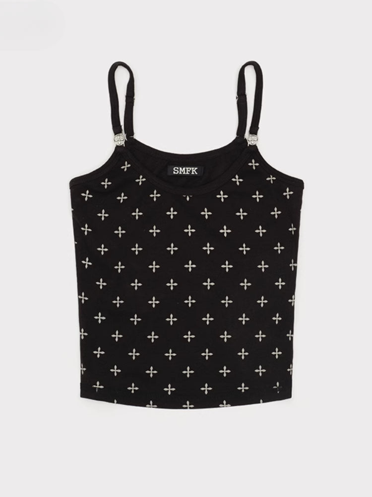 Cross-Flower All-Over Print Sports Camisole - CHINASQUAD