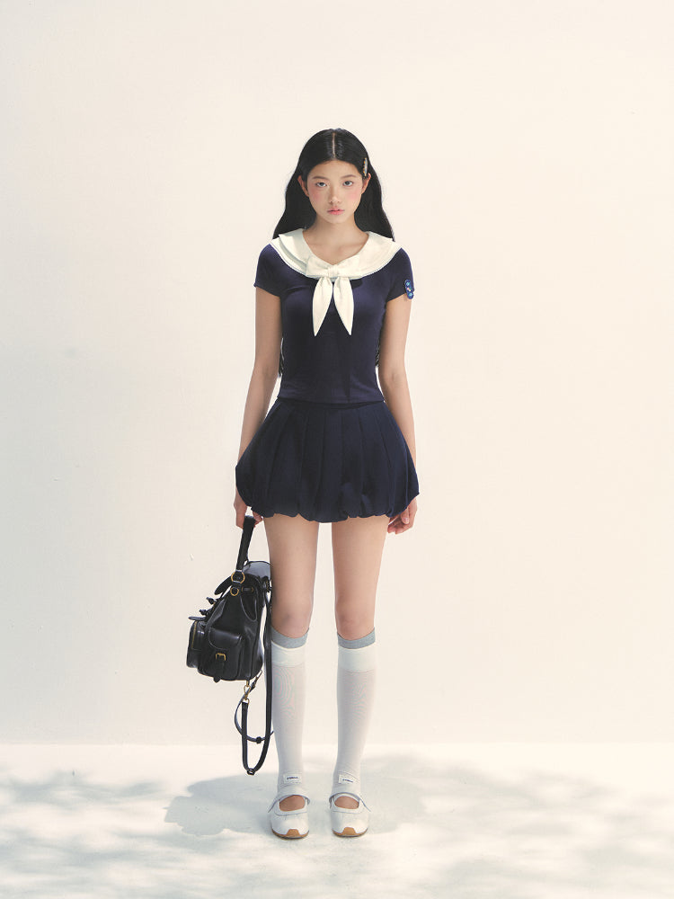 Navy Blue Academy-style Pleated Skirt - CHINASQUAD