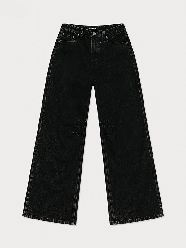 Black Garden Classic Wide-Leg Jeans - CHINASQUAD