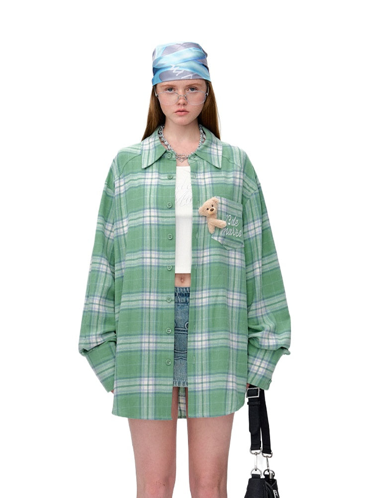 Plaid Pocket Companion Long-Sleeve Shirt Jacket - CHINASQUAD