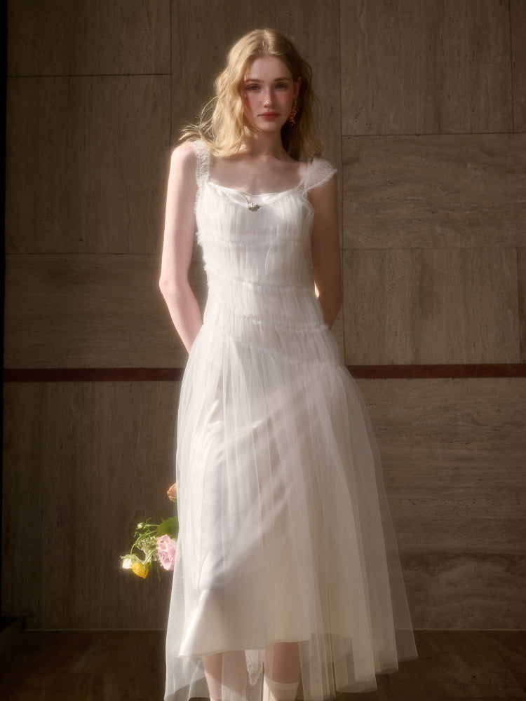 100% Soft Fluffy Tulle Long Dress - CHINASQUAD