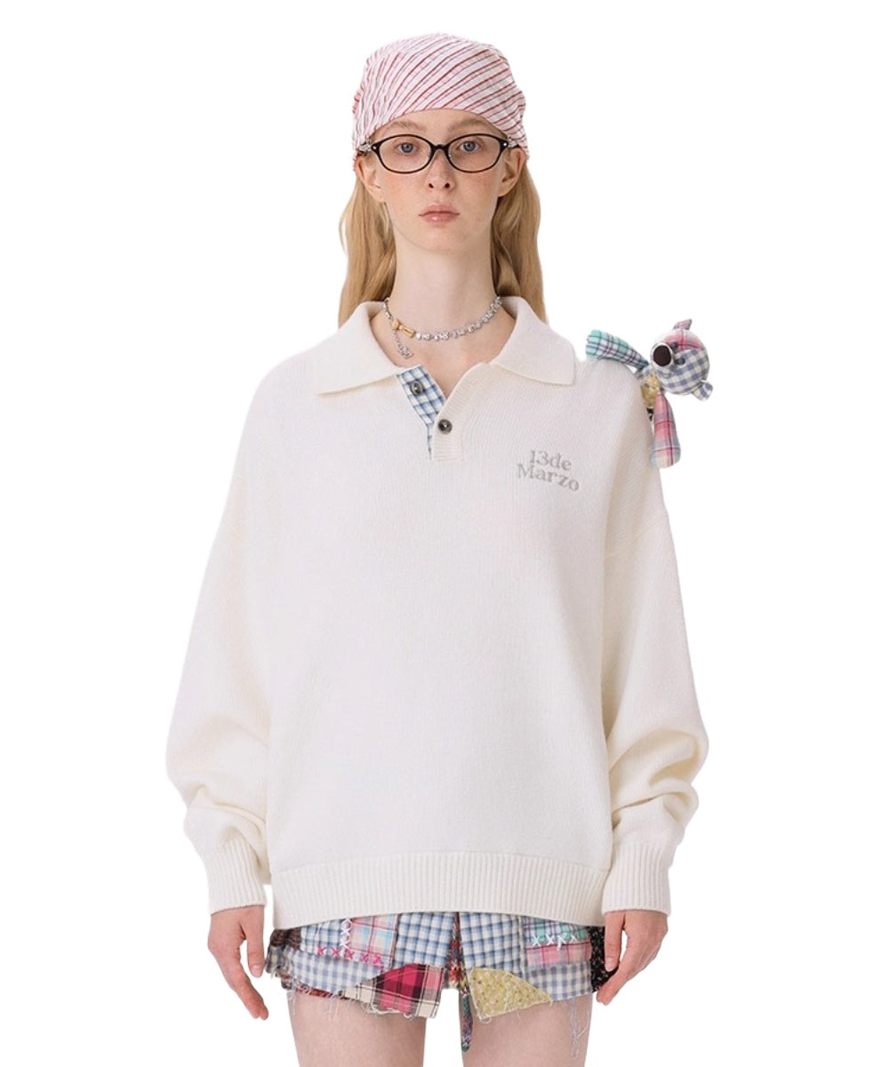 Plaid Bear Polo Sweater - CHINASQUAD