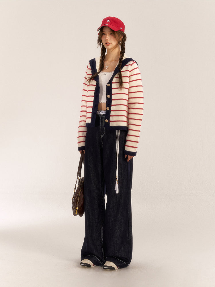 Striped Color-Block Knit Cardigan - CHINASQUAD