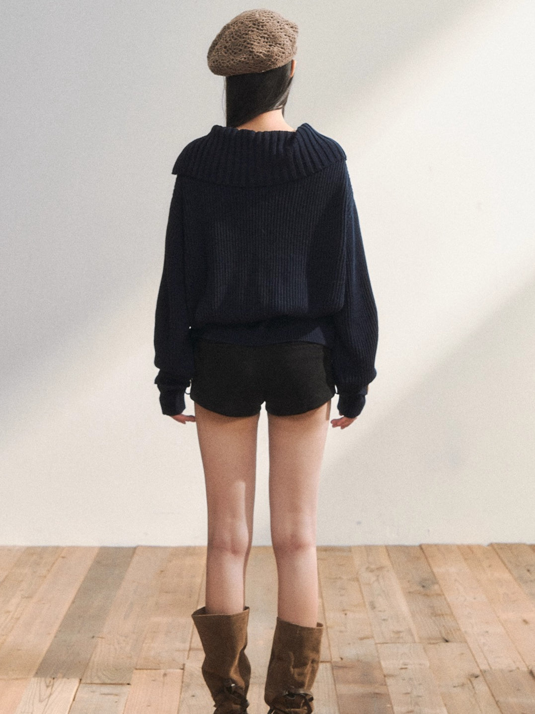 Double-Breasted Belted Knit Cardigan