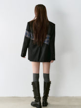 Wool Plaid Patchwork Mid-Length Coat - CHINASQUAD