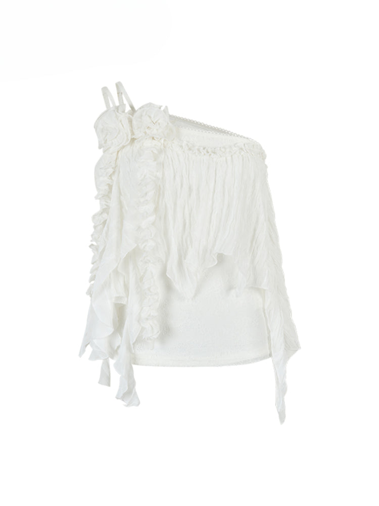 Heavy-Duty Floral Asymmetric Lace Camisole - CHINASQUAD