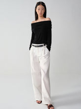 Wool One-Shoulder Off-Shoulder Long-Sleeve T-Shirt - CHINASQUAD