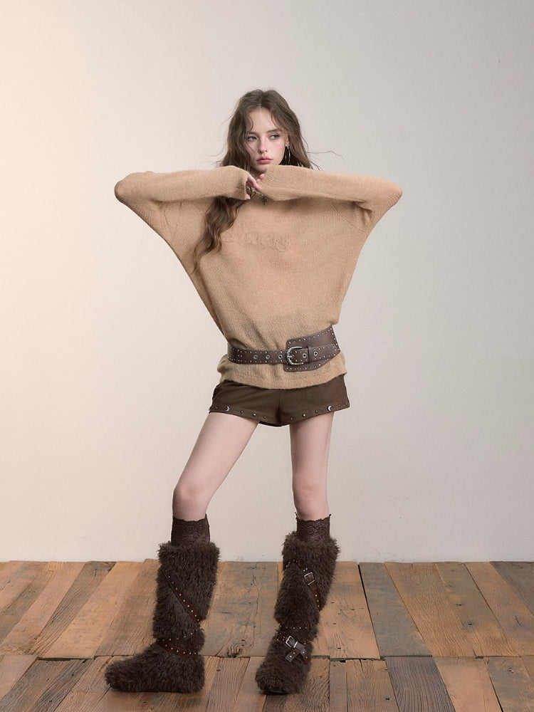 Loose Embroidered Minimalist Knit Crewneck