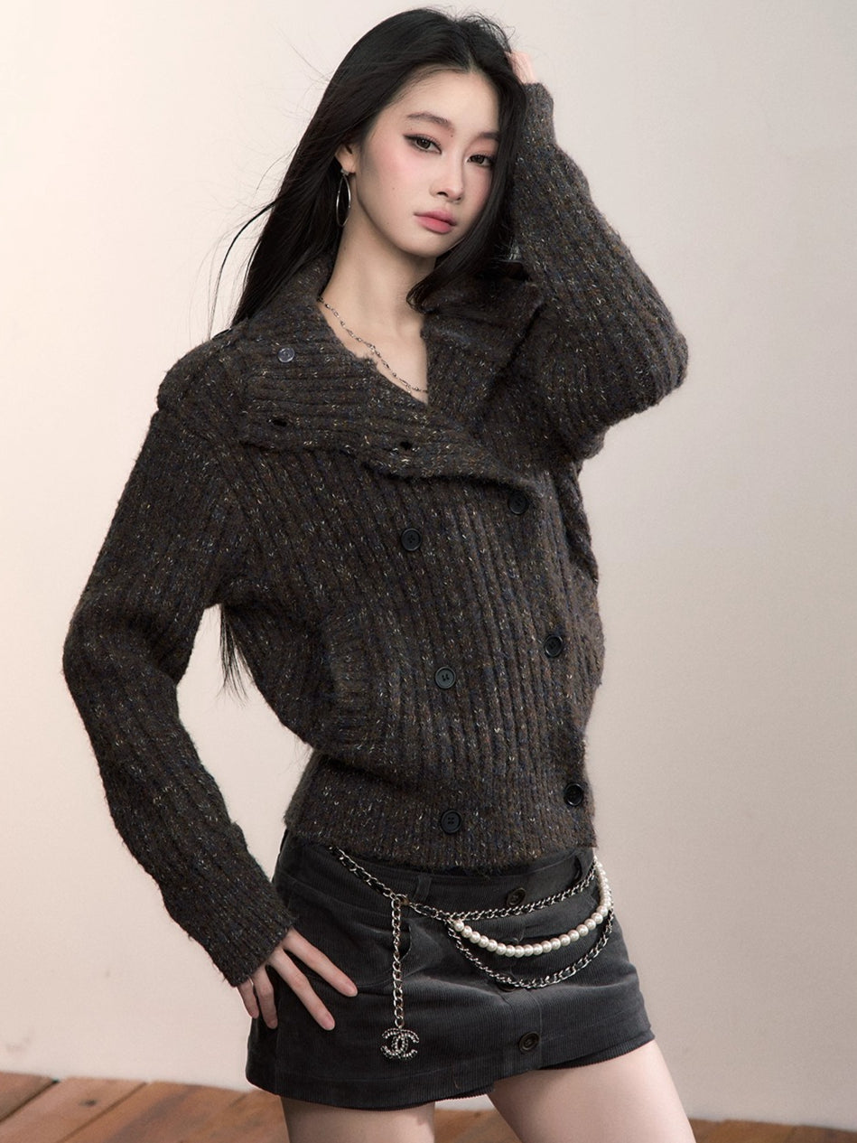 Multicolor Yarn Turtleneck Knit Turtleneck