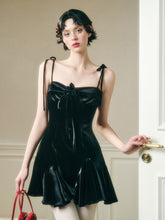 Classic Red Velvet Handcrafted Floral Velvet Dress - CHINASQUAD