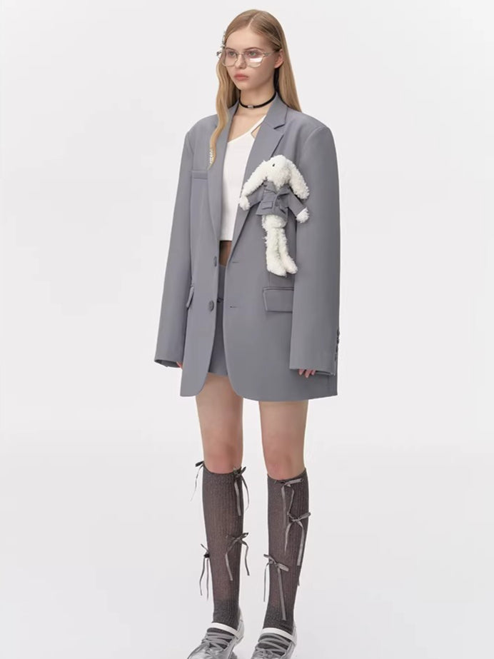 Plush Toy-Detail Relaxed-Fit Blazer