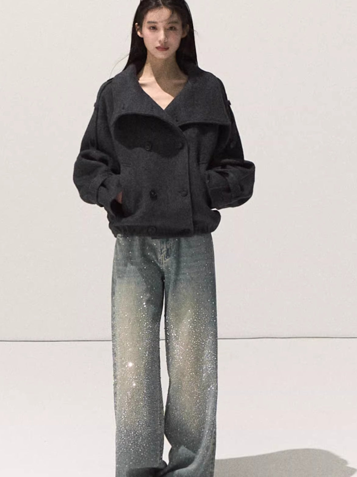 Washed Cotton Straight-Leg Jeans