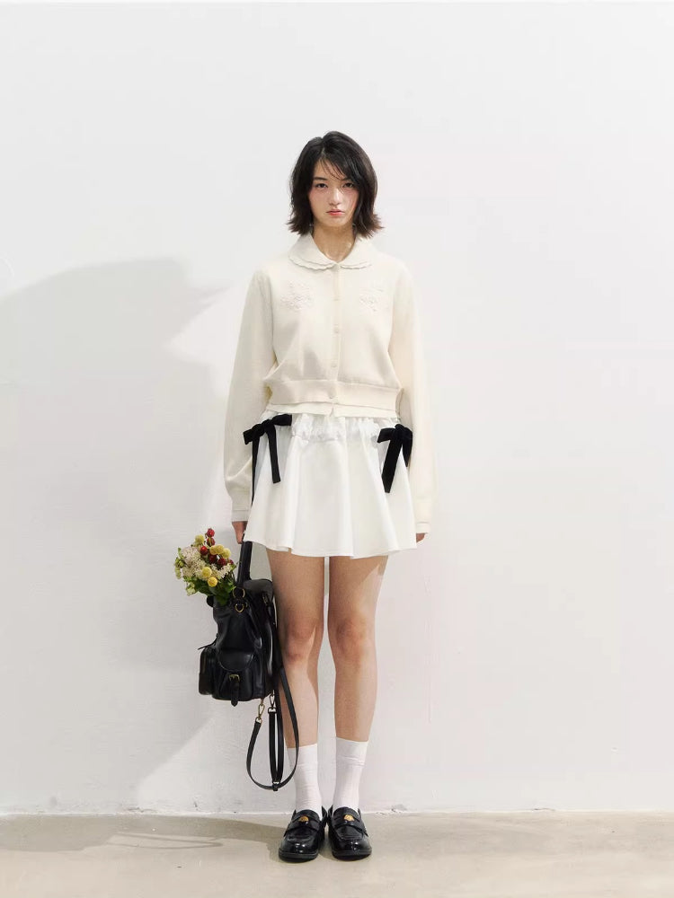 Crochet White Doll Collar Cardigan