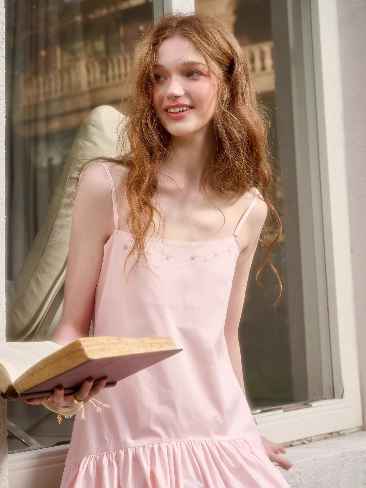 Embroidered Shirt Dress & Slip Dress Set