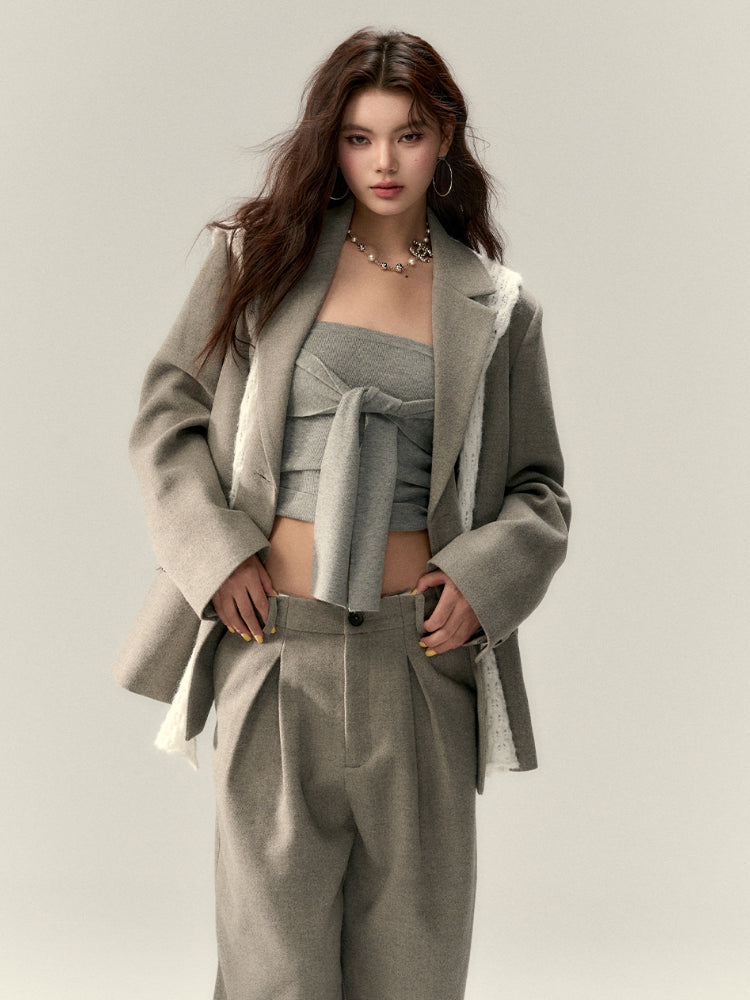 Extra-Long Thick Wool Tailored Pants - CHINASQUAD