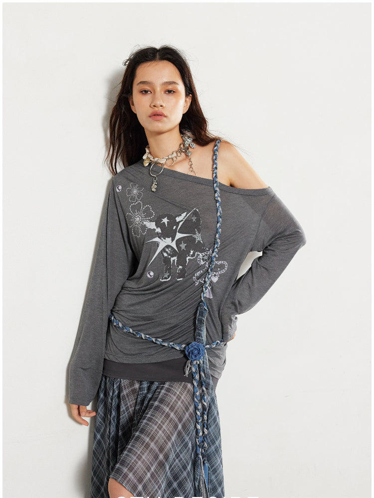 Silver Ring Spliced Cross Flower Waist Chain Necklace - CHINASQUAD