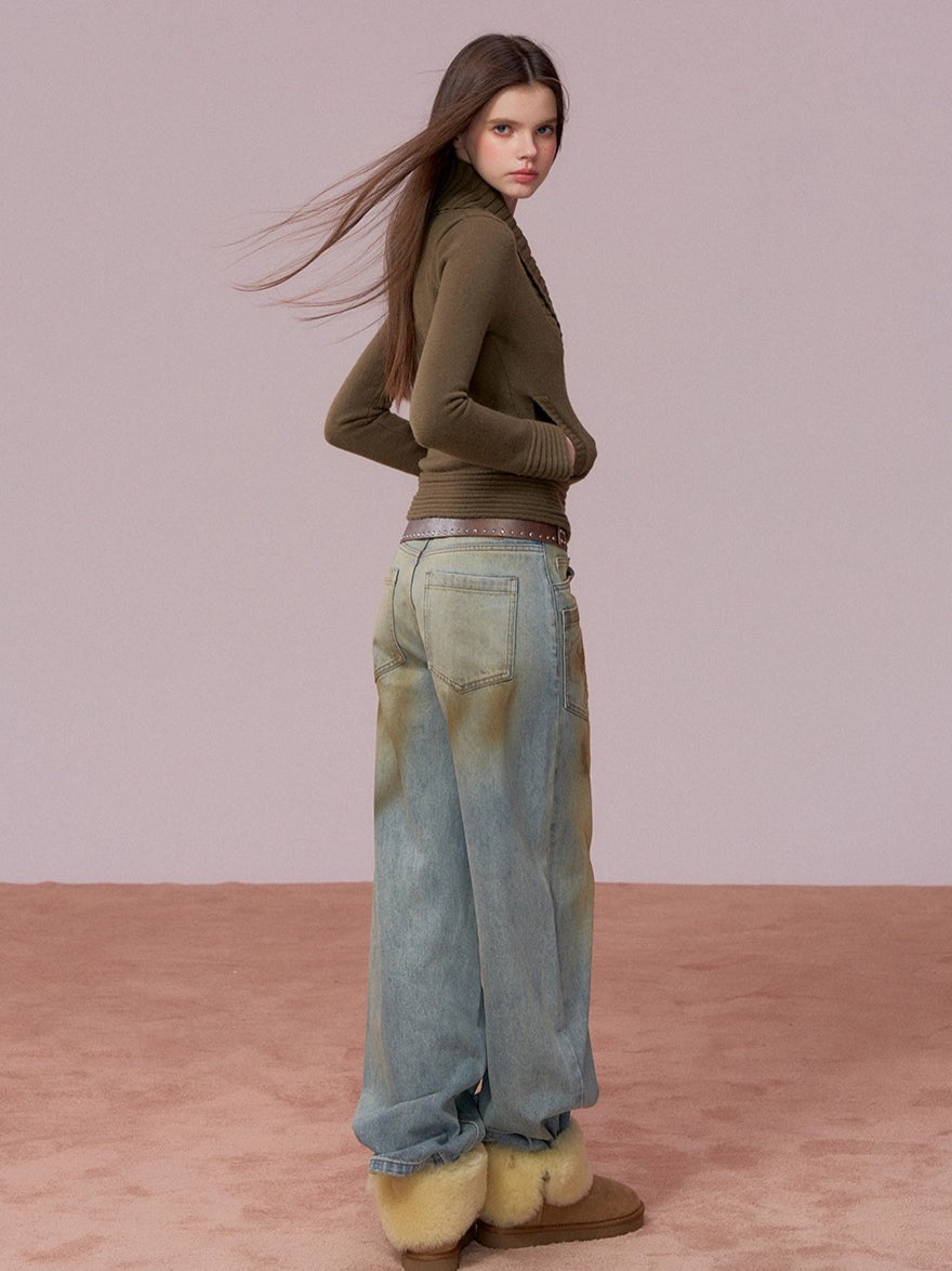 Vintage Wash Loose Denims Pants