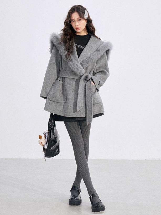 Oversized Wool-Blend Wide-Collar Coat