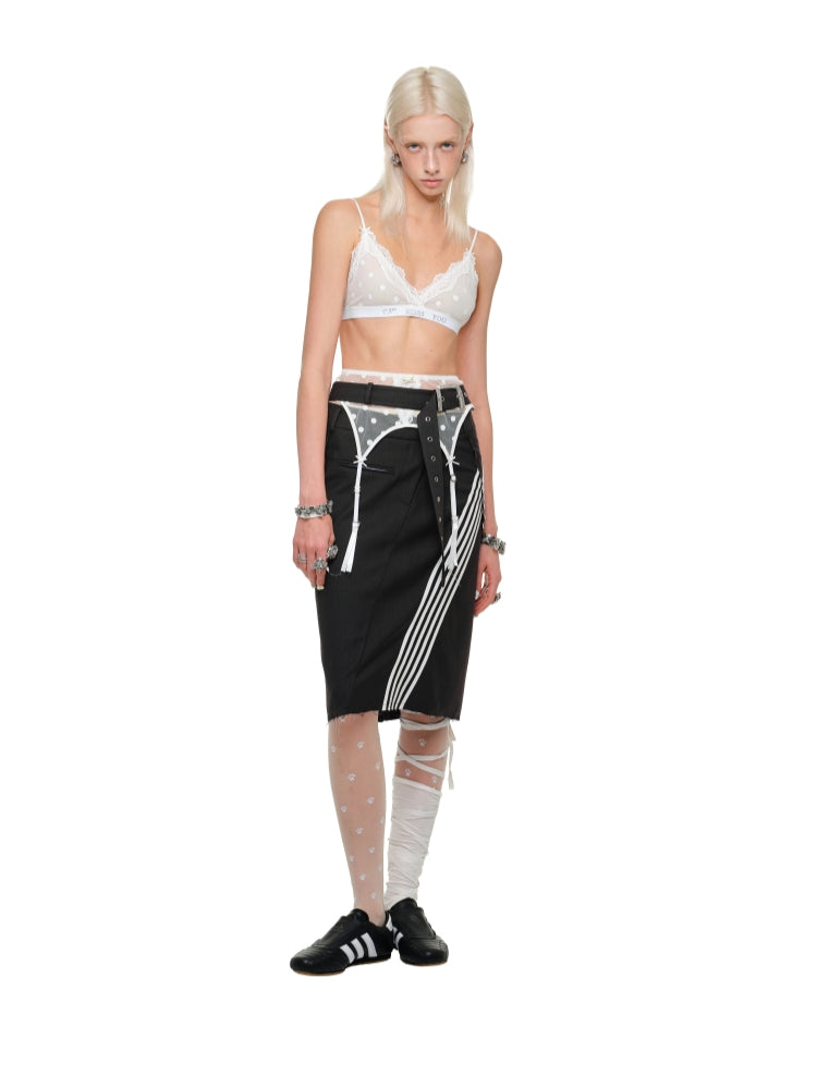 Striped Panel Midi Pencil Skirt - CHINASQUAD