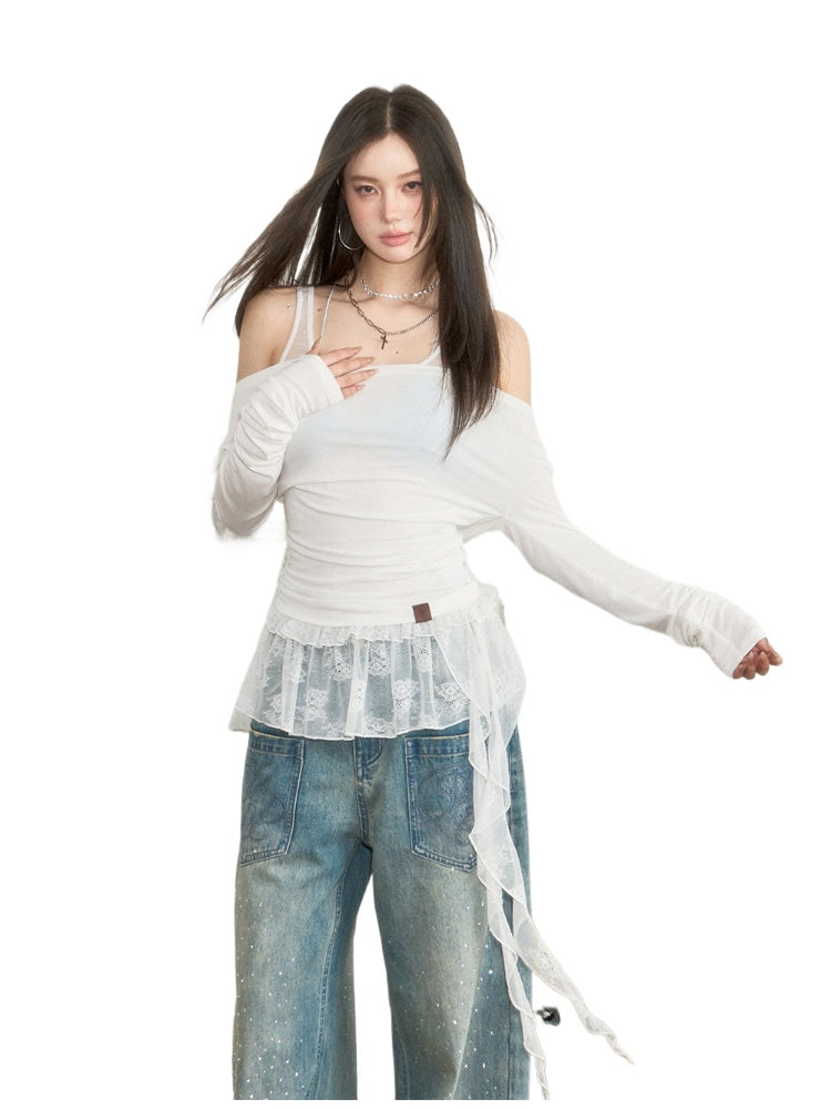 White Off-Shoulder Sexy Top - CHINASQUAD