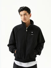 Half-Zip Stand Collar Loose Fit Fleece Sweatshirt - CHINASQUAD