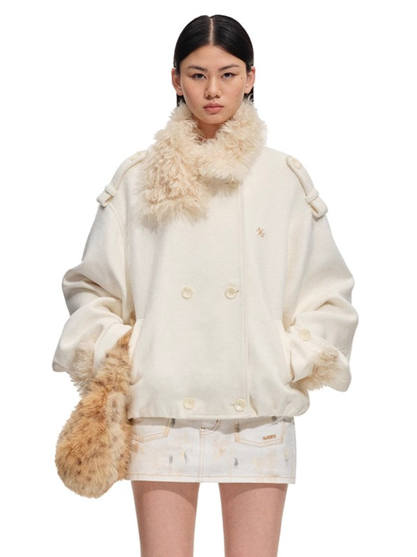 Polar Shearling Collar Wool Jacket