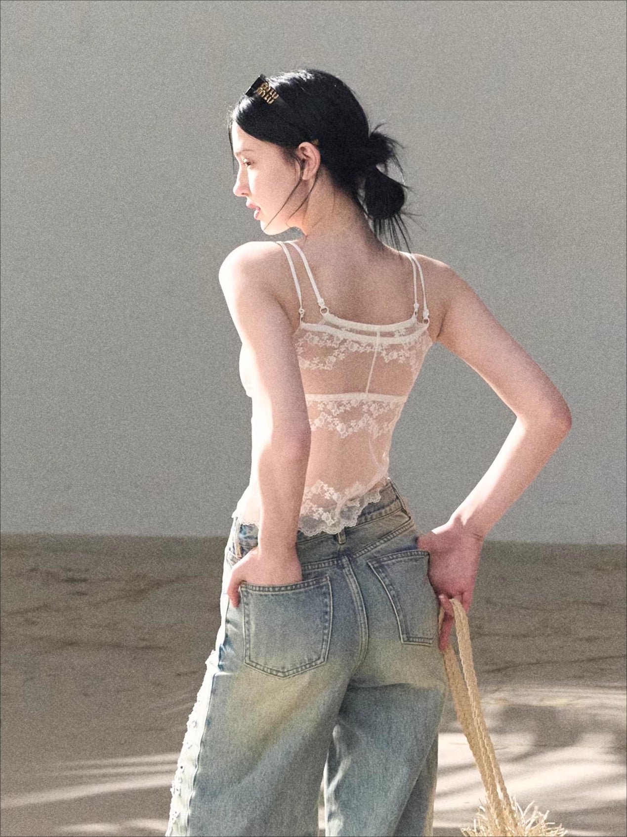 French Satin Lace Backless Camisole