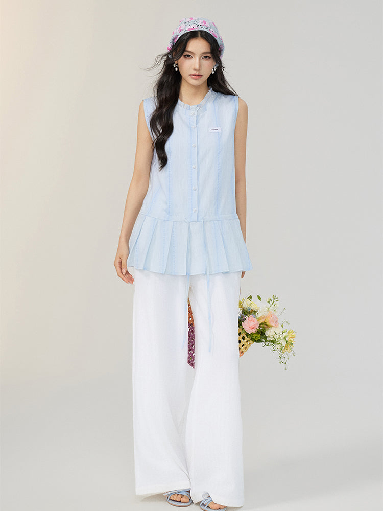 Lace-Up Waist Blouse