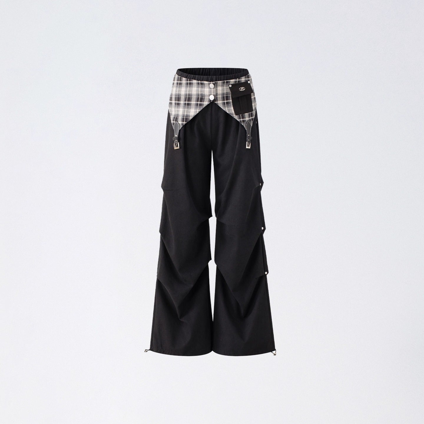 Detachable Plaid Utility Cotton Pants - CHINASQUAD