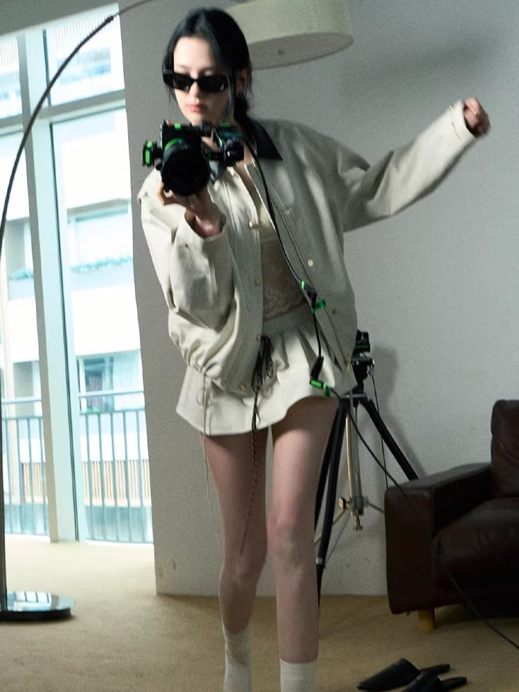 Vintage Intellectual-Style Relaxed Short Jacket