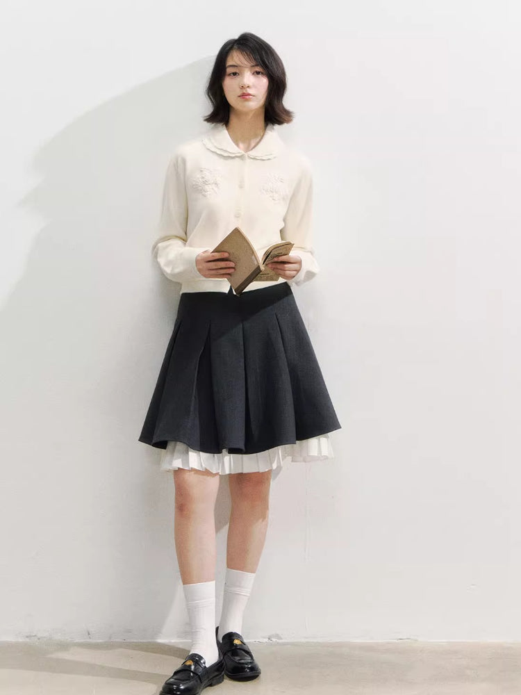 Crochet White Doll Collar Cardigan
