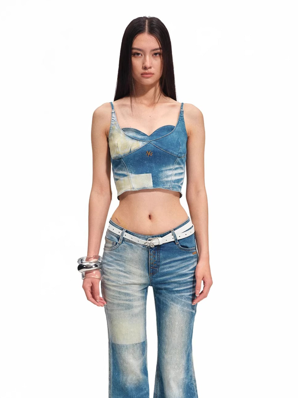 Equestrian Contrast Panel Denim Camisole