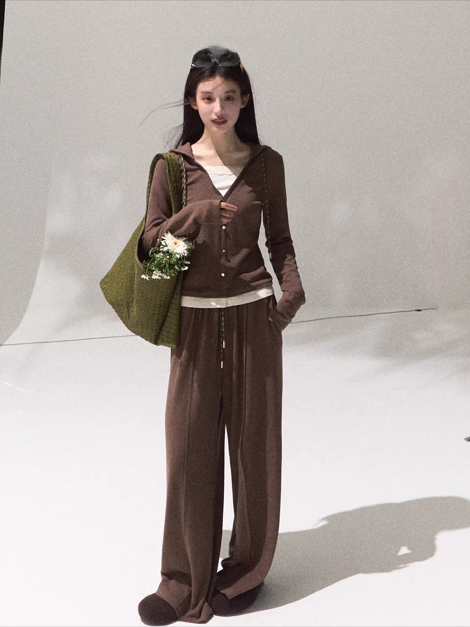 Knit Base Top & Wide-Leg Pants Set