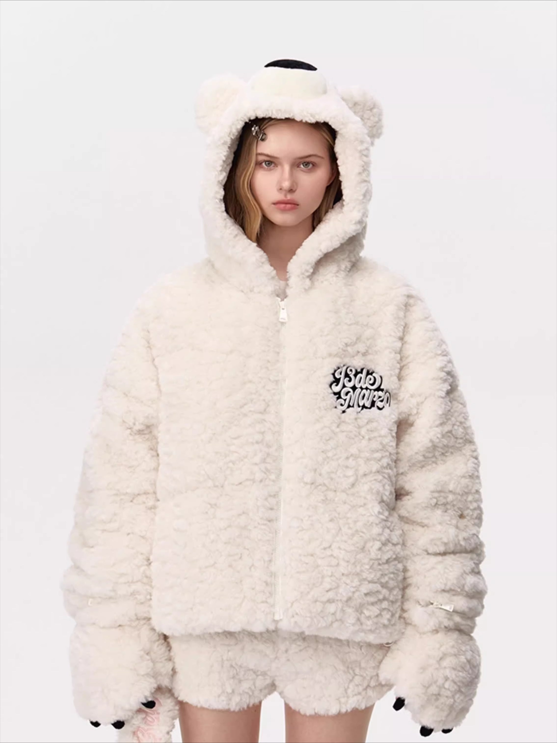 Convertible Plush Teddy Down Jacket