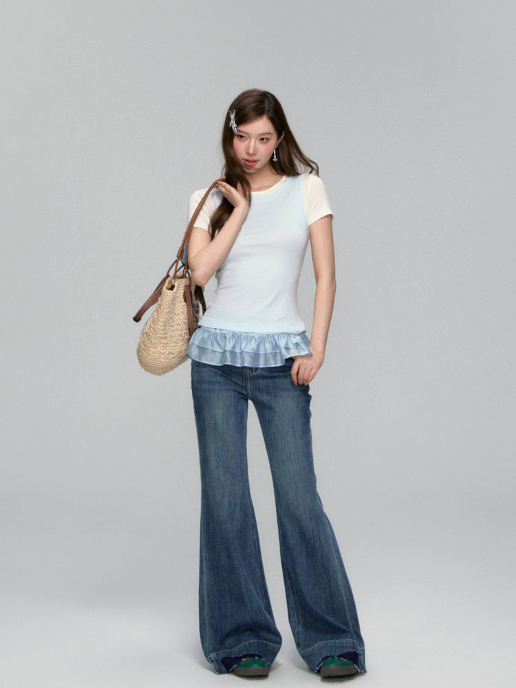 Two-piece Ruffled Bottoming Top - CHINASQUAD