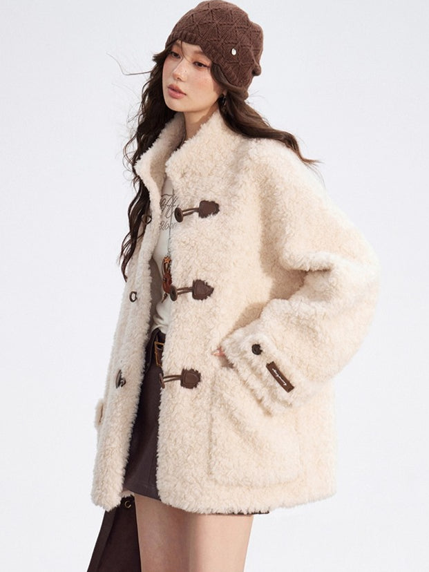 Wool-Blend Shearling Buttoned Jacket