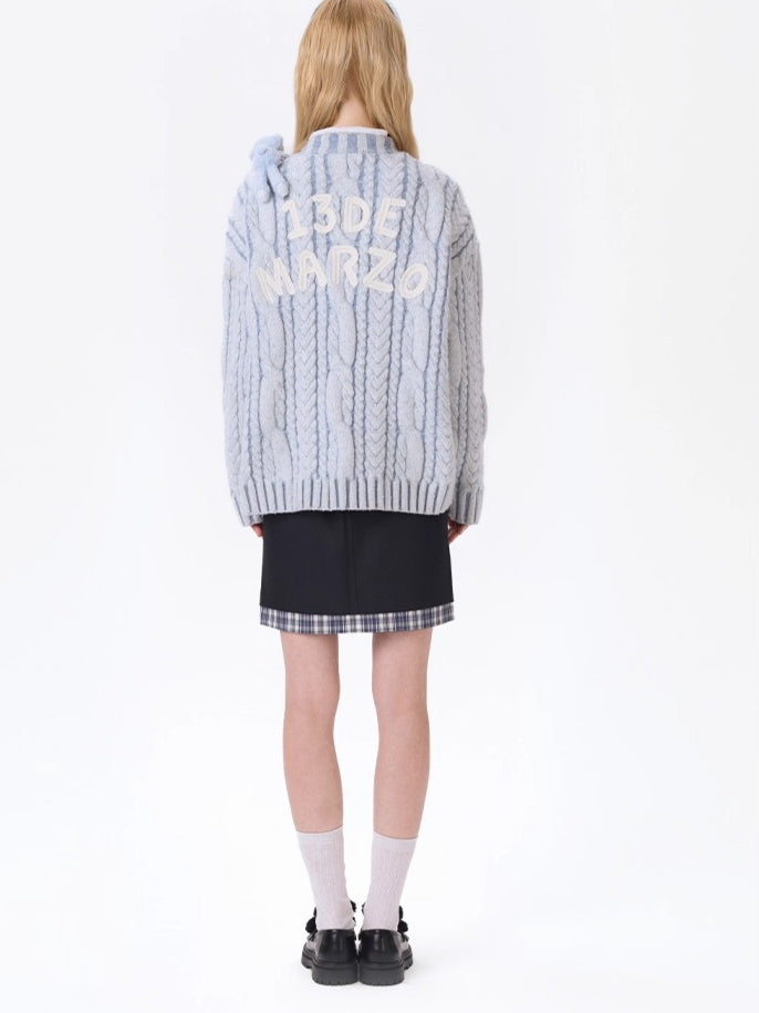 Twist-Knit Unisex V-Neck Cardigan