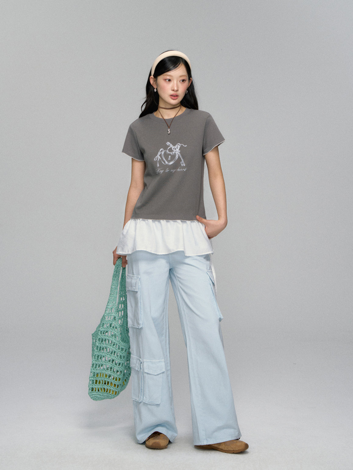 Key Print Contrast-Edge T-shirt - CHINASQUAD