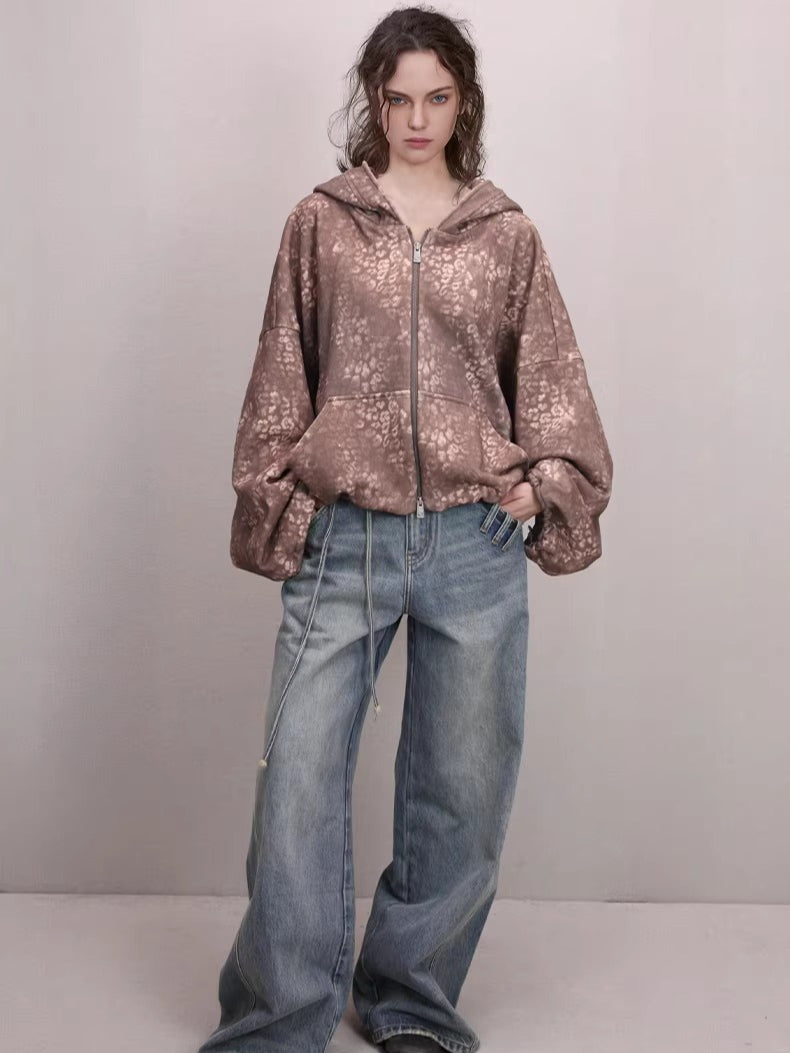 Asymmetric Tie-Detail Loop-Tab Denim Jeans