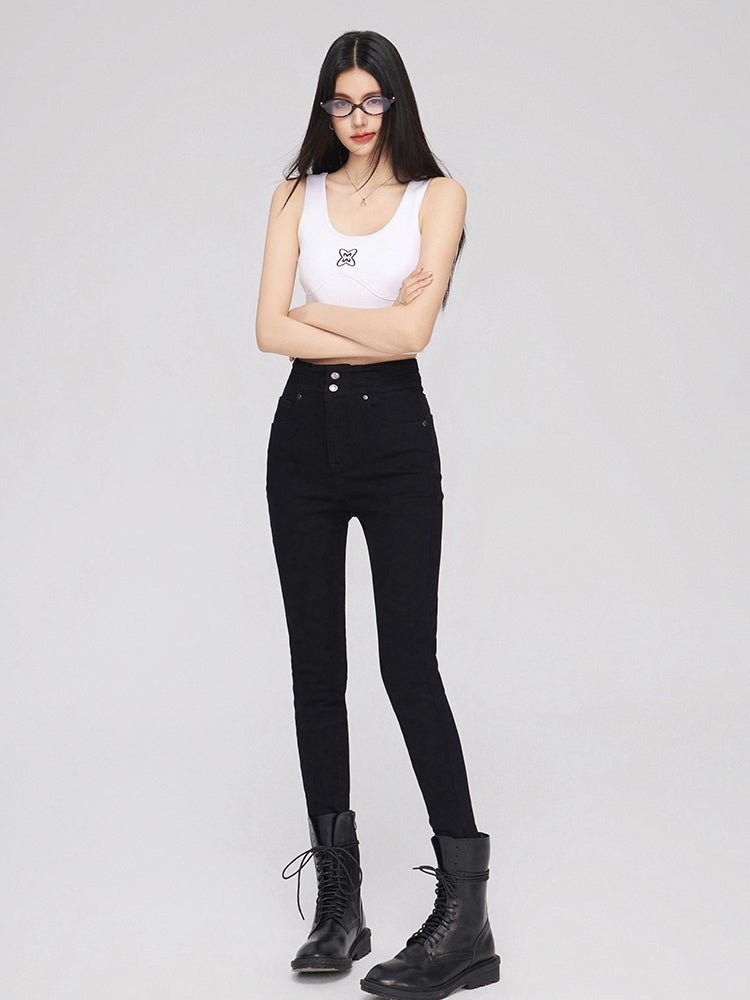 High-Waisted Skinny Jeans - CHINASQUAD