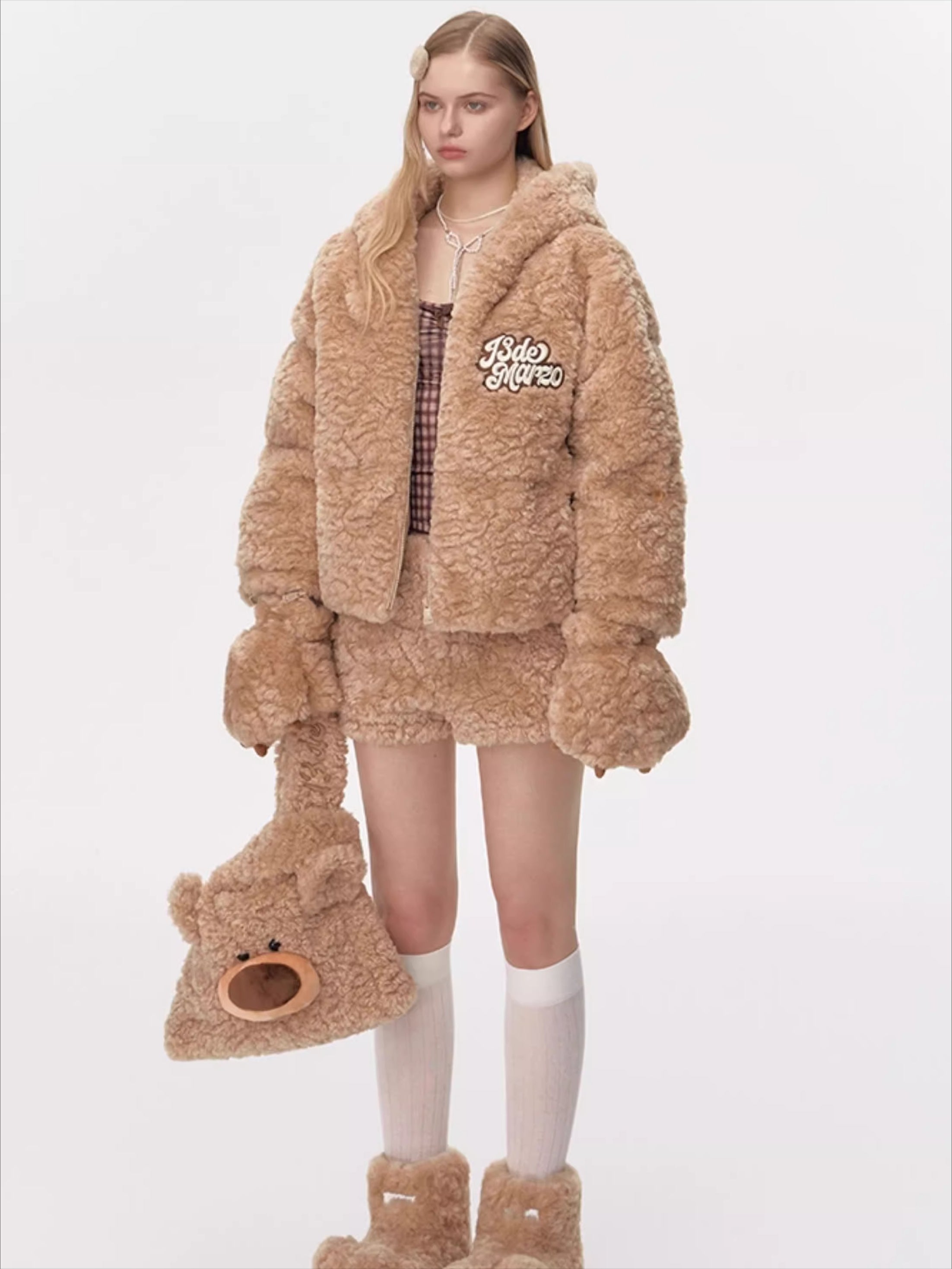 Convertible Plush Teddy Down Jacket