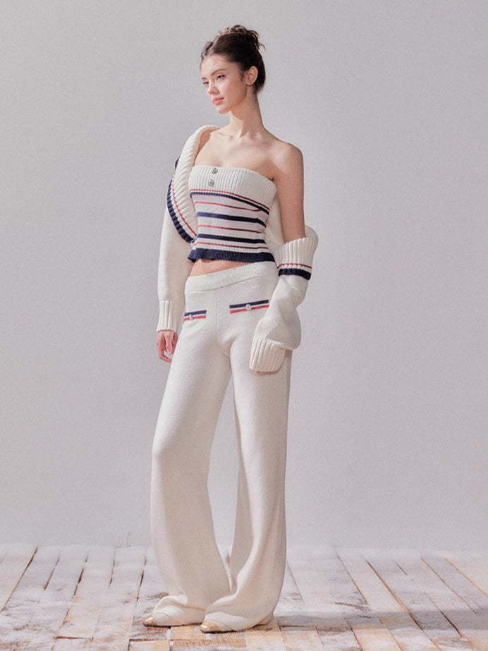 London Stroll Striped Knit Cardigan & Pants Set