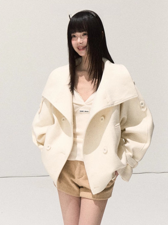 Double-Breasted Short Trench Jacket