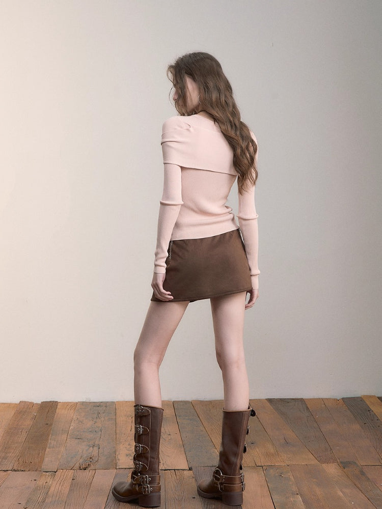 Two-Way Wear Knit Cardigan with Scarf Shawl